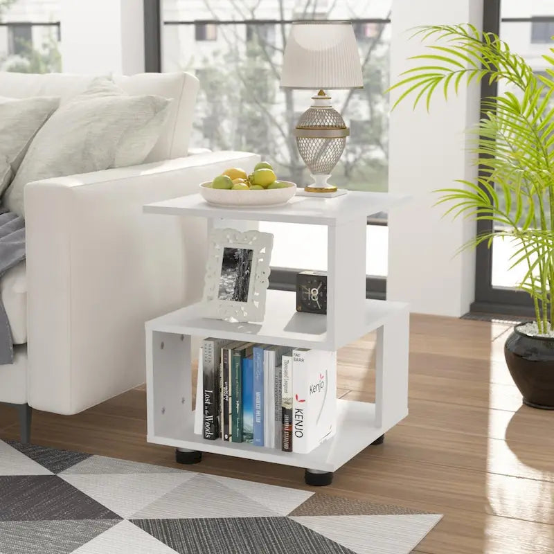 Tables de chevet modernes à 2 niveaux Magic Cube avec design rectangulaire creux intemporel