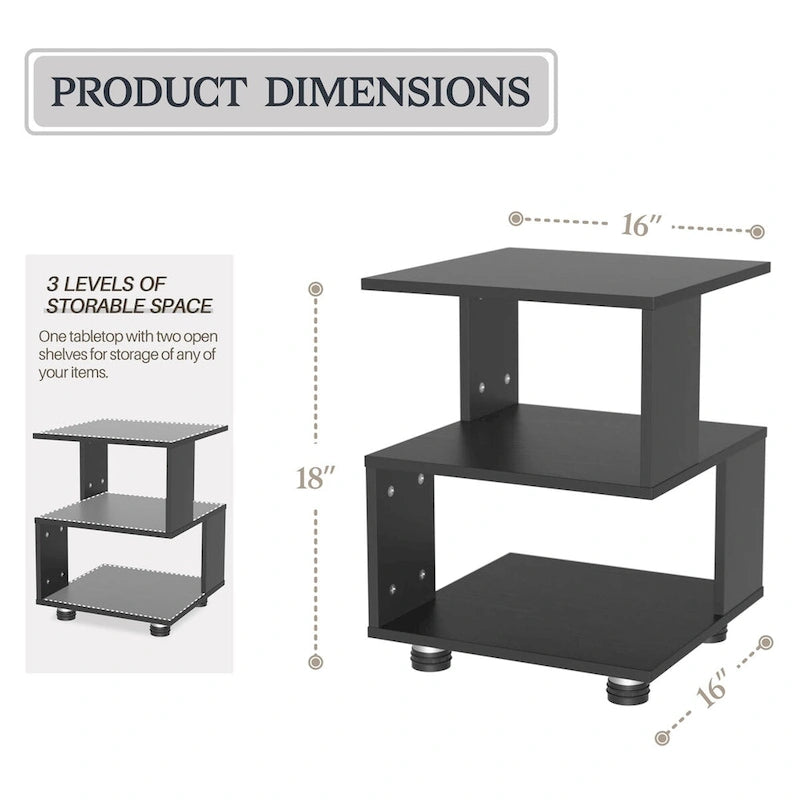 Tables de chevet modernes à 2 niveaux Magic Cube avec design rectangulaire creux intemporel