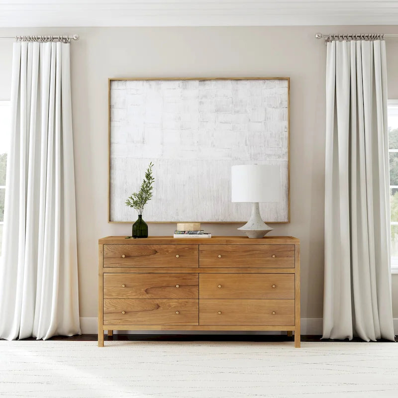 Commode large en bois à 6 tiroirs Nora