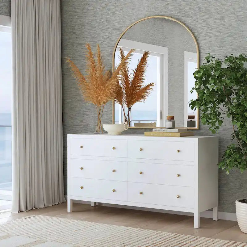 Commode large en bois à 6 tiroirs Nora