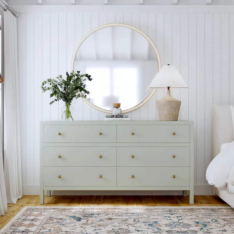 Commode large en bois à 6 tiroirs Nora