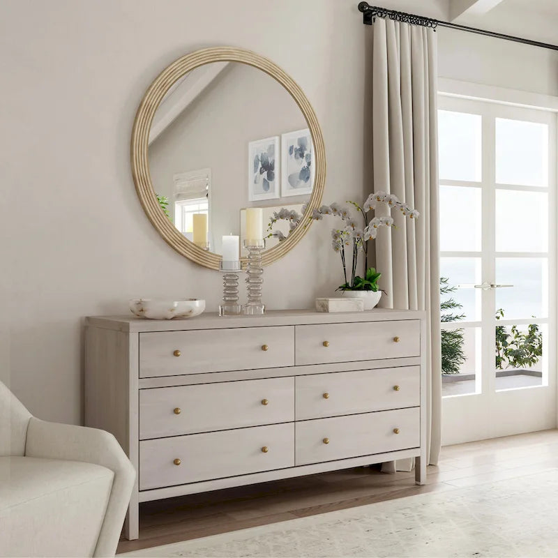 Commode large en bois à 6 tiroirs Nora