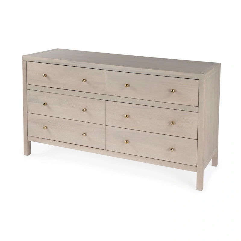 Commode large en bois à 6 tiroirs Nora