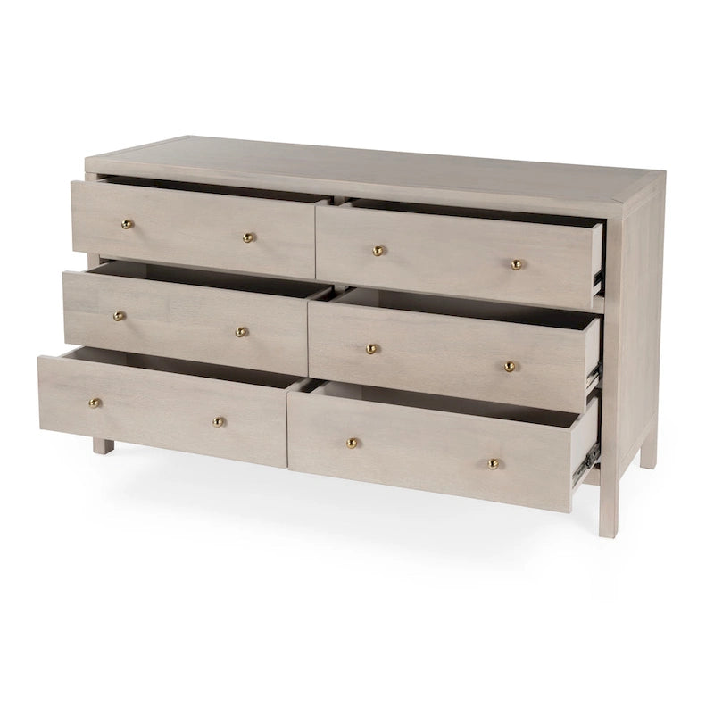 Commode large en bois à 6 tiroirs Nora