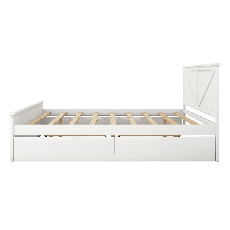 Lit plateforme King Size avec quatre tiroirs de rangement et pieds de support
