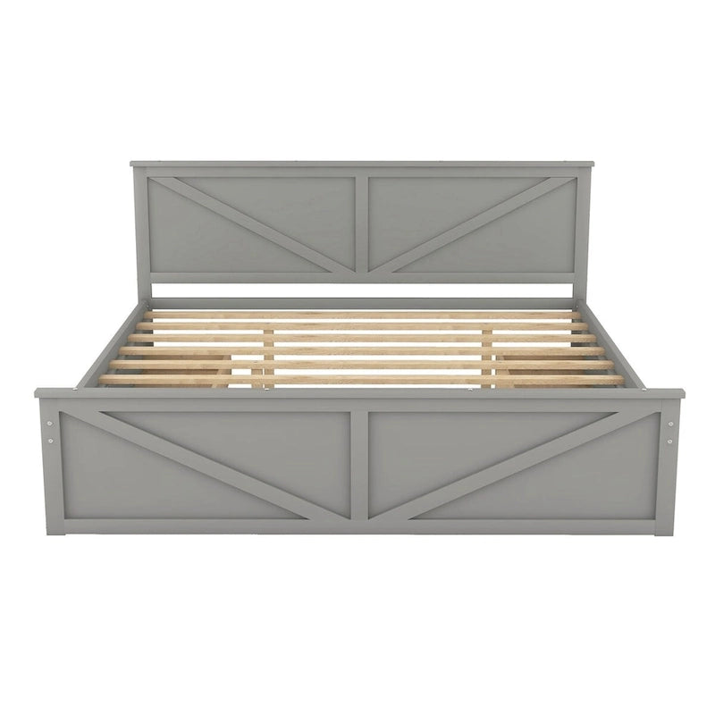 Lit plateforme King Size avec quatre tiroirs de rangement et pieds de support