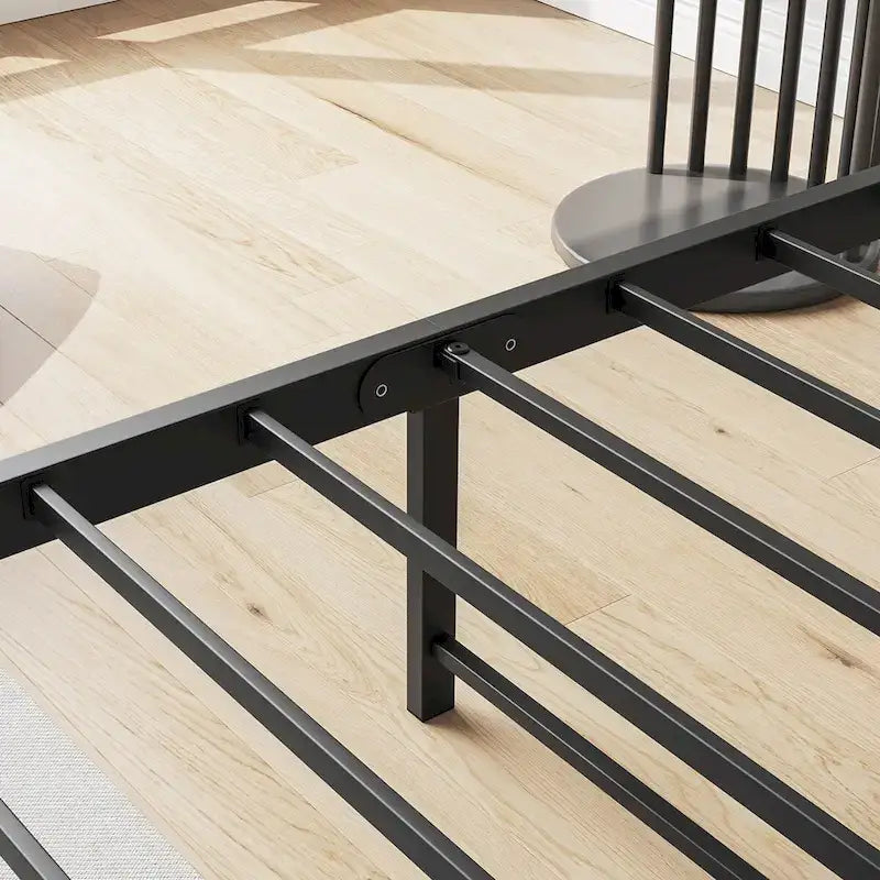 Cadre de lit double, tête de lit de rangement avec station de recharge, sommier tapissier non requis