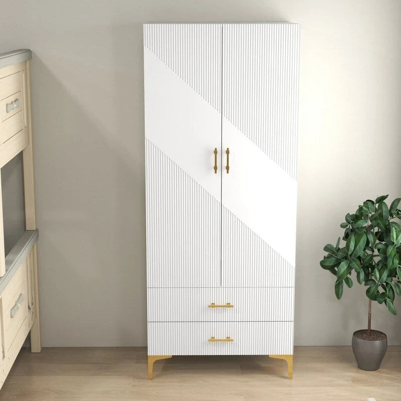 armoire de penderie blanche avec portes et tiroirs, armoire, penderie de rangement