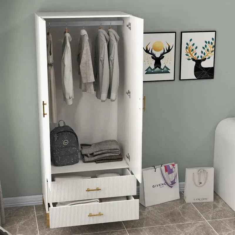 armoire de penderie blanche avec portes et tiroirs, armoire, penderie de rangement