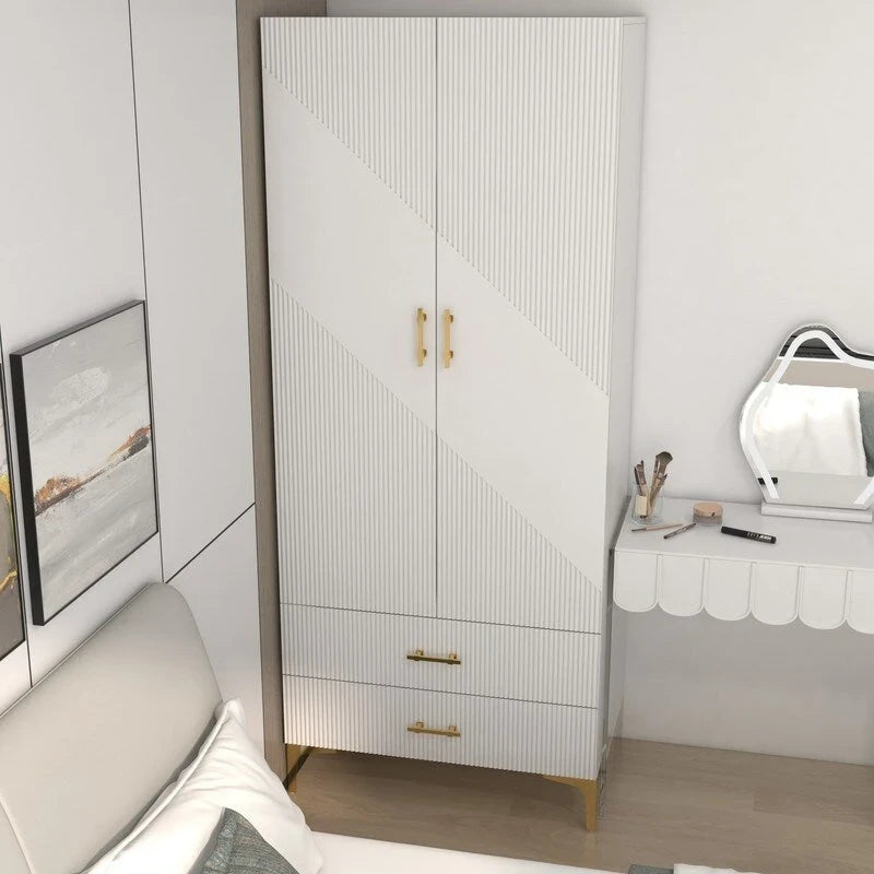 armoire de penderie blanche avec portes et tiroirs, armoire, penderie de rangement
