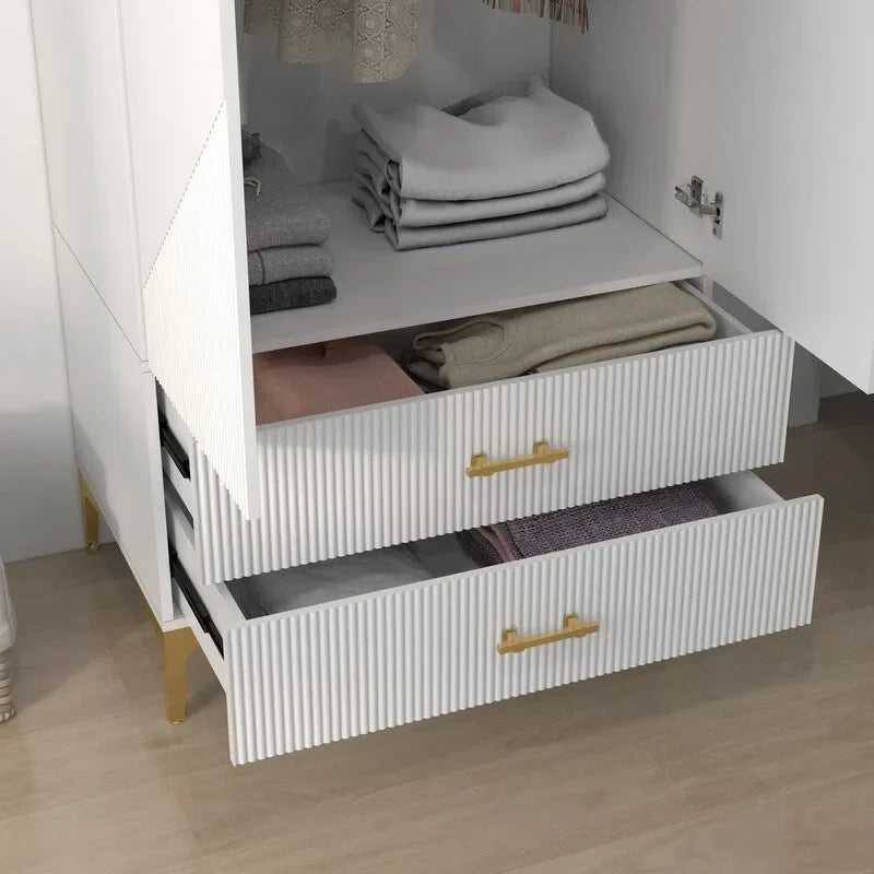 armoire de penderie blanche avec portes et tiroirs, armoire, penderie de rangement