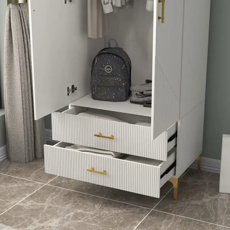 armoire de penderie blanche avec portes et tiroirs, armoire, penderie de rangement