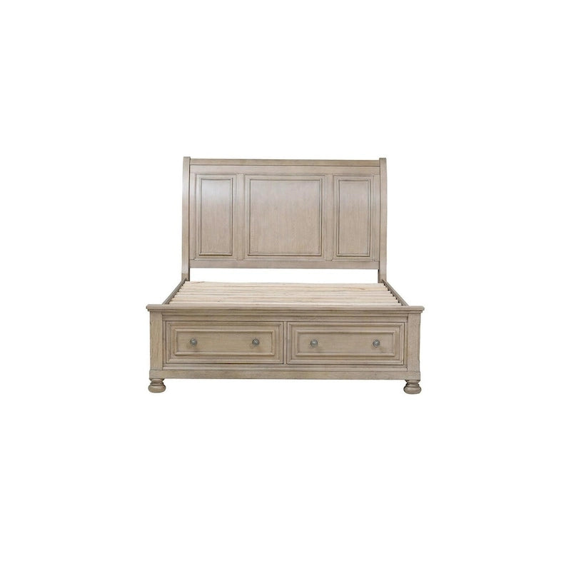 Ensemble de chambre à coucher Donald 3 pièces moderne gris avec lit traîneau de rangement et plateforme