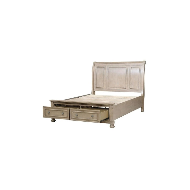 Ensemble de chambre à coucher Donald 3 pièces moderne gris avec lit traîneau de rangement et plateforme