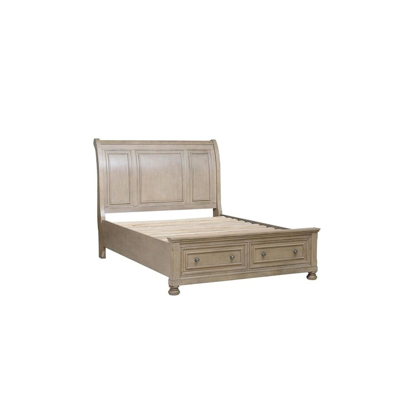 Ensemble de chambre à coucher Donald 3 pièces moderne gris avec lit traîneau de rangement et plateforme