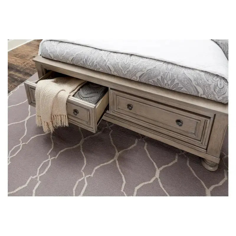 Ensemble de chambre à coucher Donald 3 pièces moderne gris avec lit traîneau de rangement et plateforme