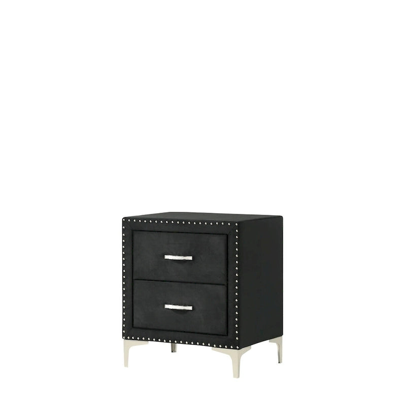 Lit King Sheridan Black Velvet avec tête de lit en velours touffeté et dossier d'ailes