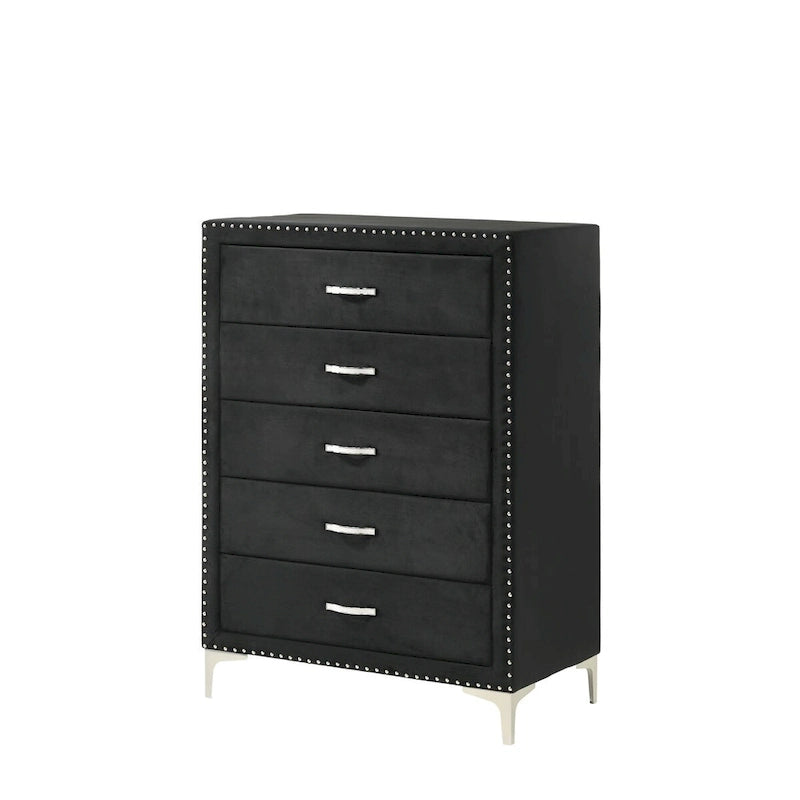 Lit King Sheridan Black Velvet avec tête de lit en velours touffeté et dossier d'ailes
