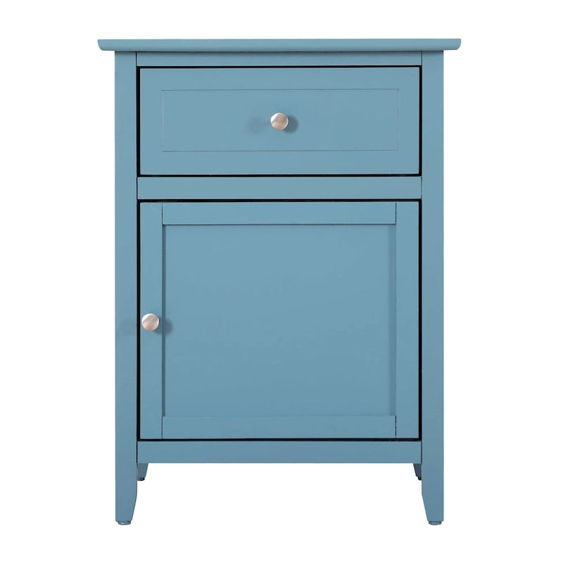 Table de chevet moderne 19 pouces en métal avec tiroir unique et armoire de rangement