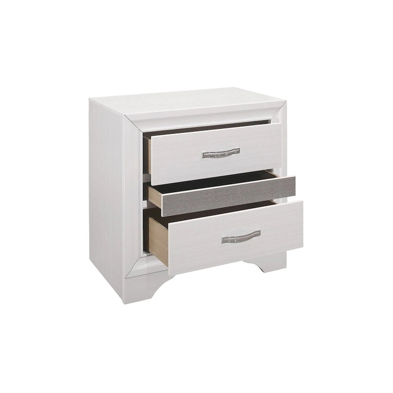 Lit plateforme de rangement Beatrice 4 pièces moderne en similicuir blanc