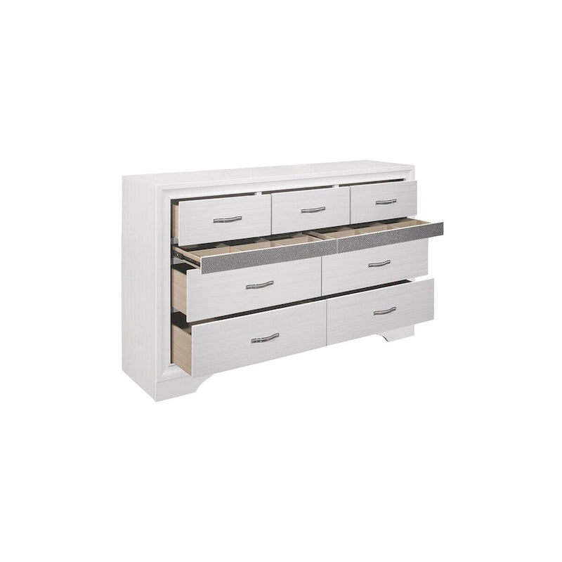 Lit plateforme de rangement Beatrice 4 pièces moderne en similicuir blanc