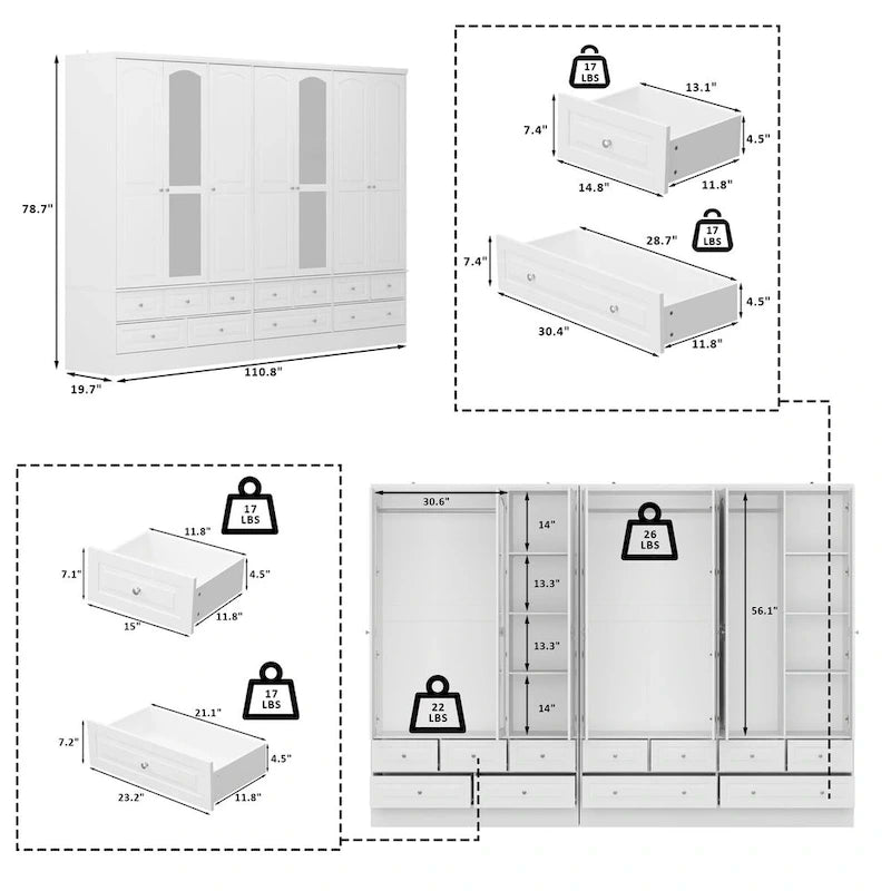 Ensemble armoire combinée double 78,7 H – L'élégance alliée à l'utilité