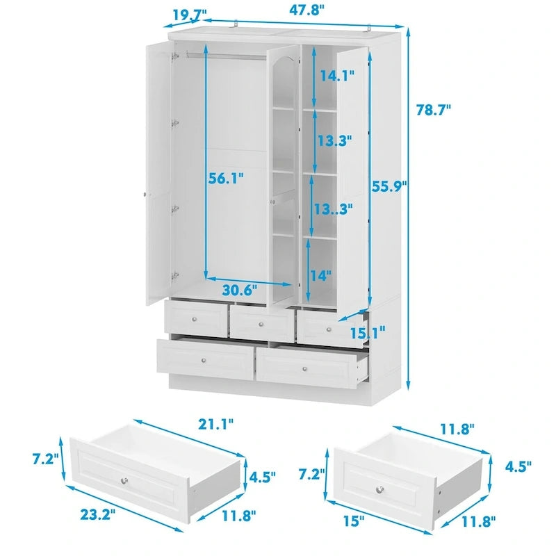 Ensemble armoire combinée double 78,7 H – L'élégance alliée à l'utilité