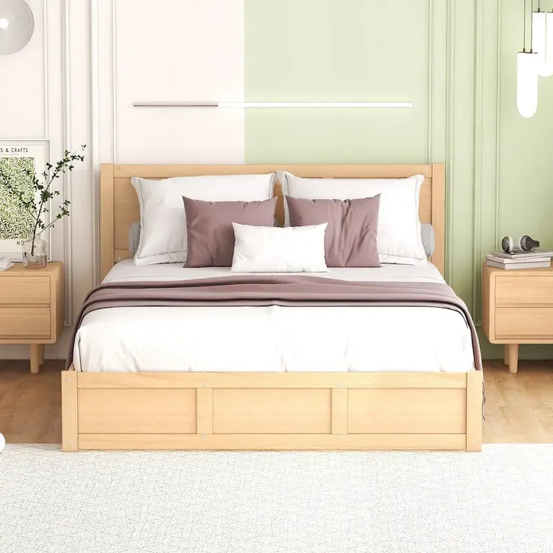 Lit plateforme Queen Size avec rangement et 2 tiroirs