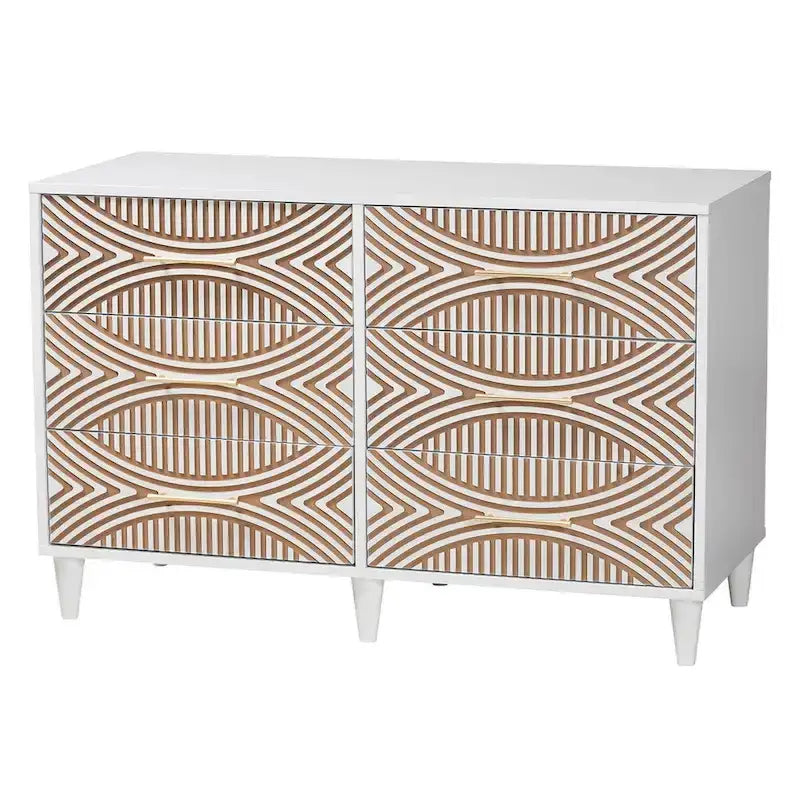 Ensemble de chambre Louetta Coastal White avec détails sculptés et contrastés (3 ou 4 pièces, plusieurs tailles de lit)
