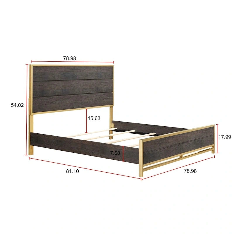 Chambre à coucher 6 pièces Wedro avec panneaux rustiques brun foncé