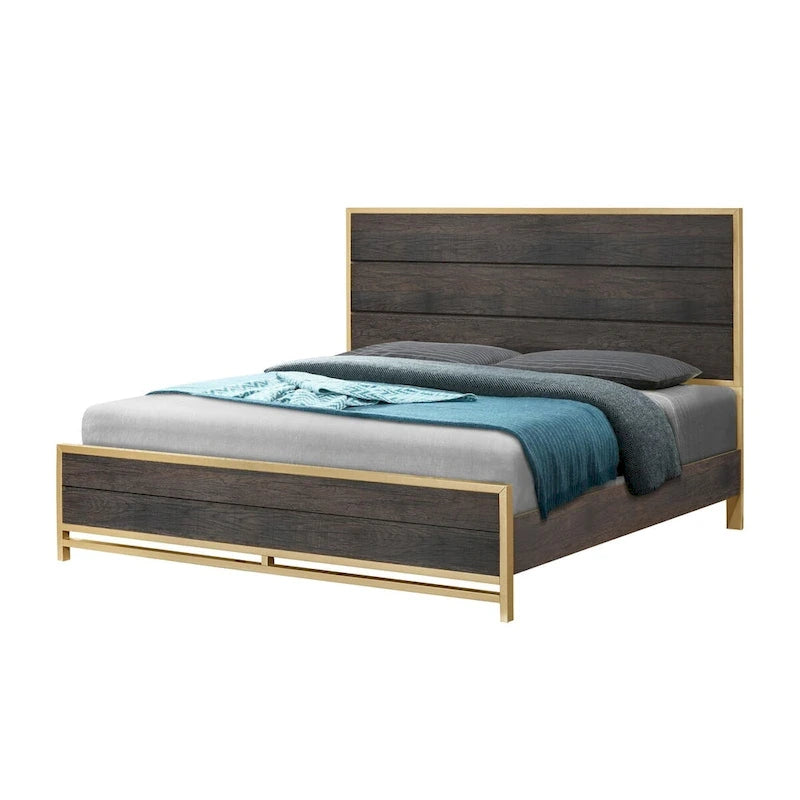 Chambre à coucher 6 pièces Wedro avec panneaux rustiques brun foncé