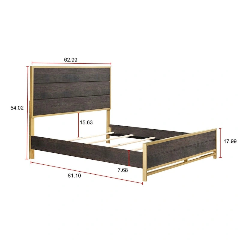 Chambre à coucher 6 pièces Wedro avec panneaux rustiques brun foncé