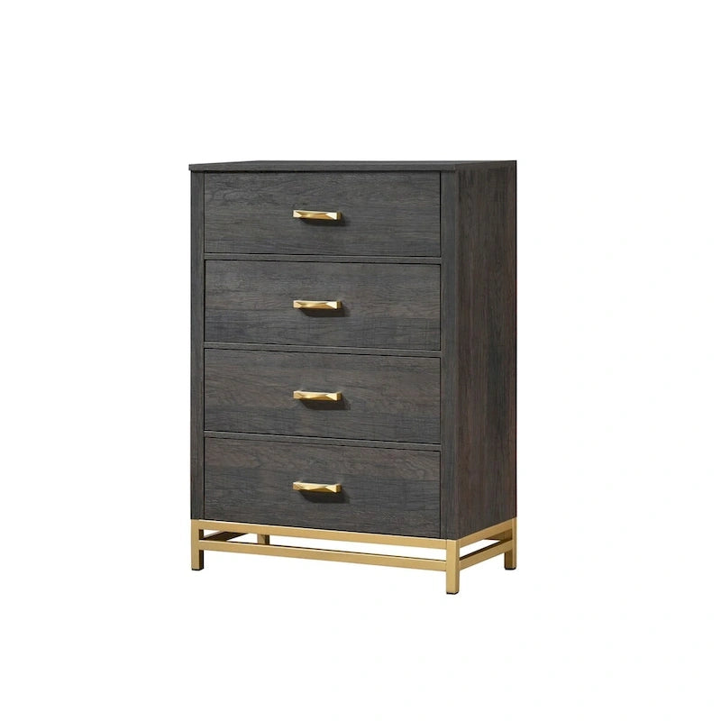 Chambre à coucher 6 pièces Wedro avec panneaux rustiques brun foncé