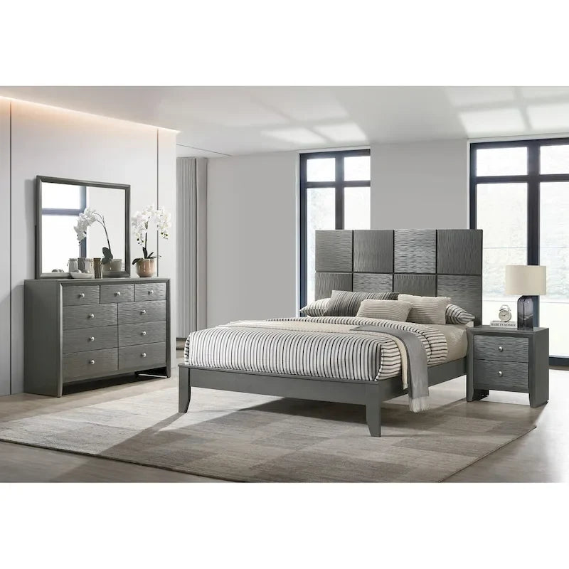 Parure de lit Sim 3 pièces gris acier