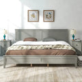 Lit plateforme King Size en bois avec tête et pied de lit, support à lattes en bois