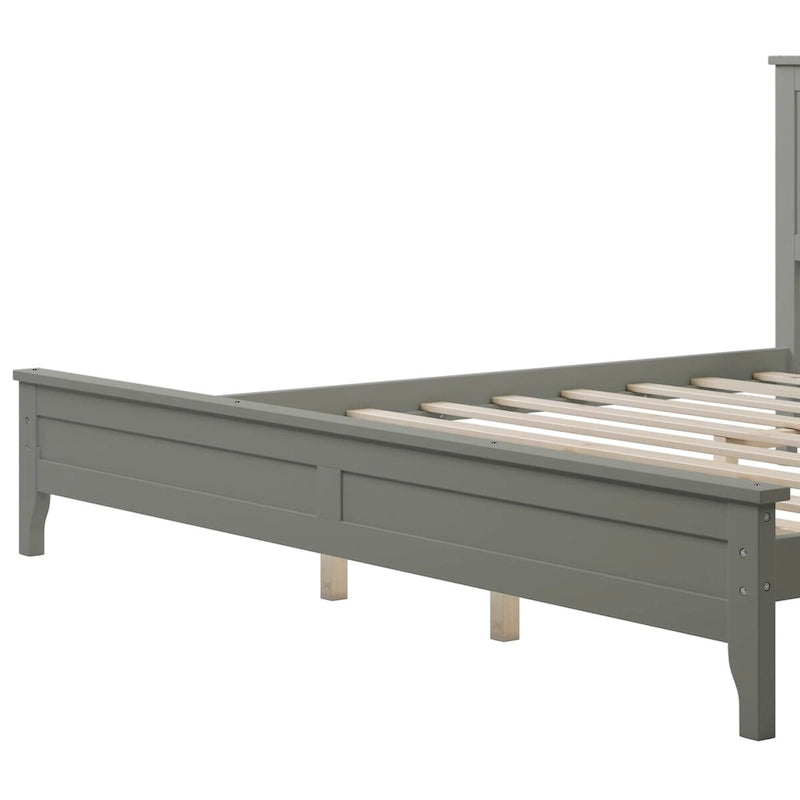Lit plateforme King Size en bois avec tête et pied de lit, support à lattes en bois