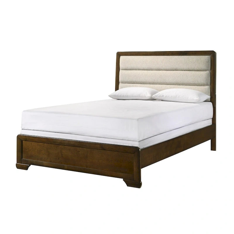 Ensemble de chambre à coucher Jimmy 4 pièces capitonné brun-beige