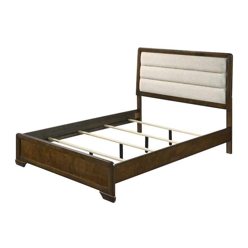 Ensemble de chambre à coucher Jimmy 4 pièces capitonné brun-beige