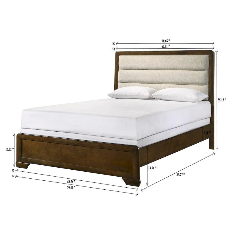 Ensemble de chambre à coucher Jimmy 4 pièces capitonné brun-beige