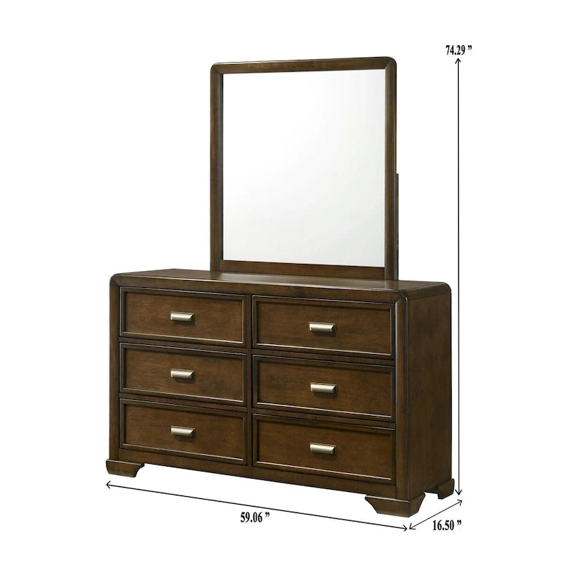 Ensemble de chambre à coucher Jimmy 4 pièces capitonné brun-beige