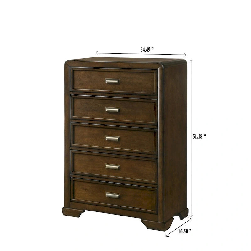 Ensemble de chambre à coucher Jimmy 4 pièces capitonné brun-beige