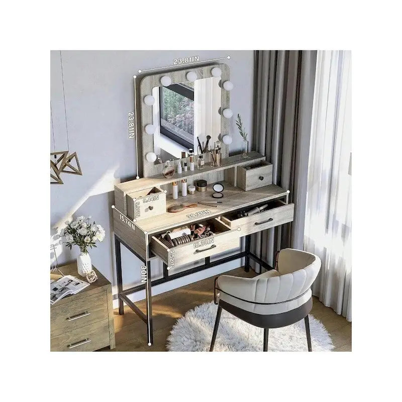 Coiffeuse Sunvivi avec miroir hollywoodien éclairé à intensité variable 3 couleurs