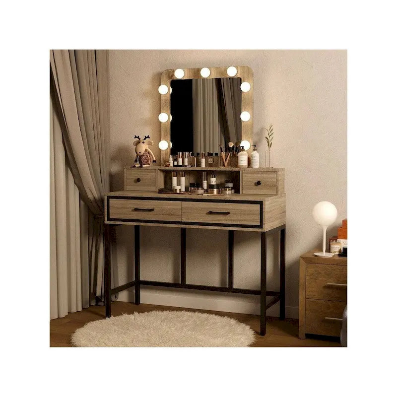 Coiffeuse Sunvivi avec miroir hollywoodien éclairé à intensité variable 3 couleurs