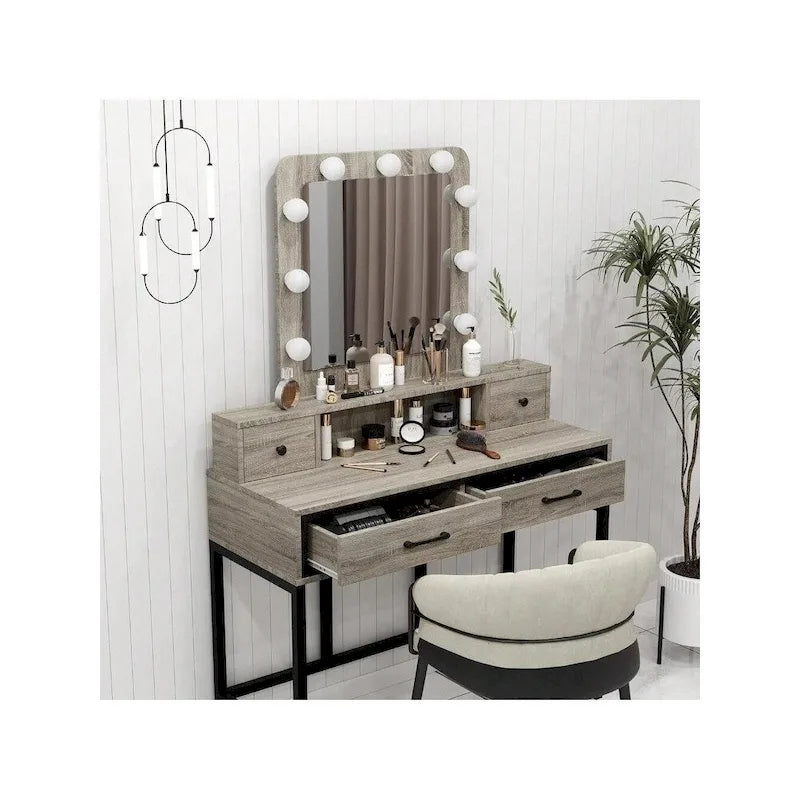 Coiffeuse Sunvivi avec miroir hollywoodien éclairé à intensité variable 3 couleurs
