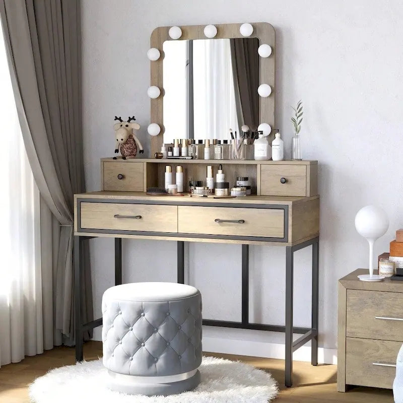 Coiffeuse Sunvivi avec miroir hollywoodien éclairé à intensité variable 3 couleurs