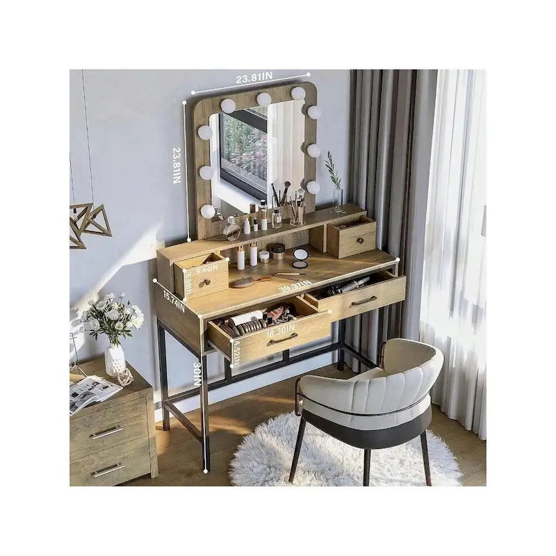 Coiffeuse Sunvivi avec miroir hollywoodien éclairé à intensité variable 3 couleurs