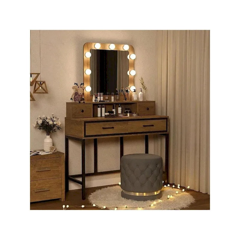 Coiffeuse Sunvivi avec miroir hollywoodien éclairé à intensité variable 3 couleurs