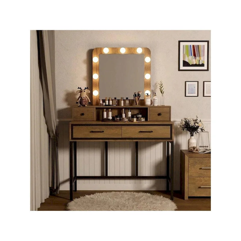 Coiffeuse Sunvivi avec miroir hollywoodien éclairé à intensité variable 3 couleurs