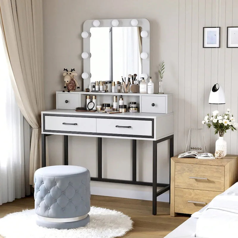 Coiffeuse Sunvivi avec miroir hollywoodien éclairé à intensité variable 3 couleurs