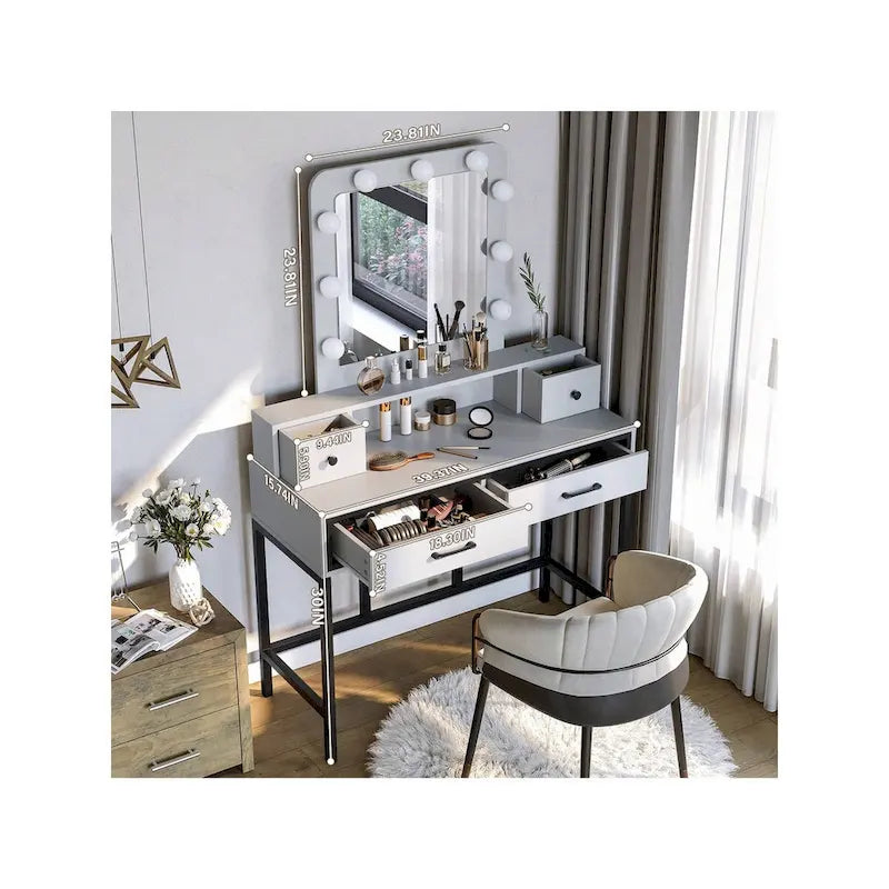 Coiffeuse Sunvivi avec miroir hollywoodien éclairé à intensité variable 3 couleurs